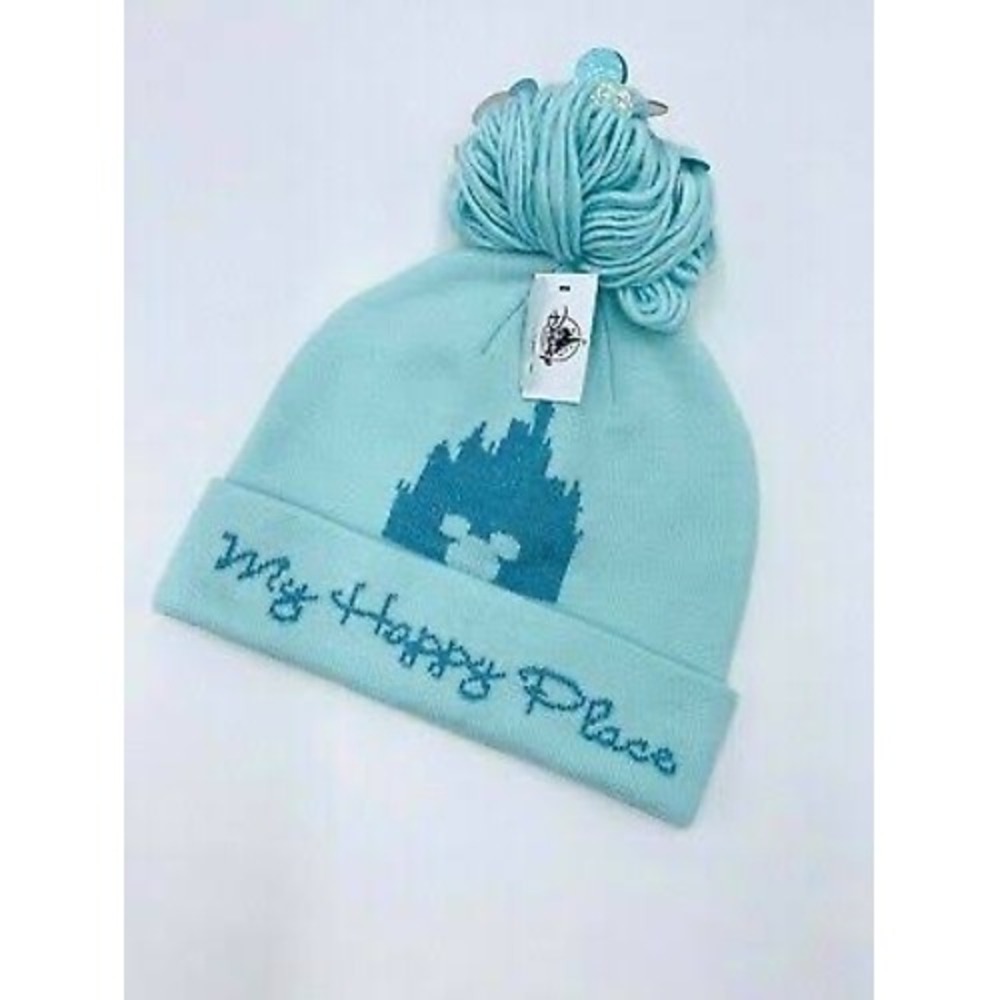 Disney Parks My Happy Place Beanie Light Aqua OS New With Tags